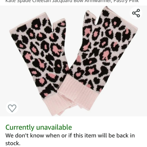 NWT Kate Spade Cheetah Jacquard arm warmers - Picture 2 of 2